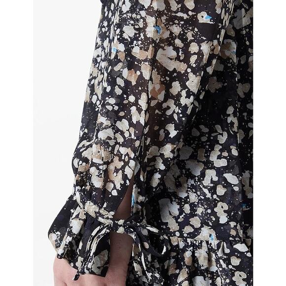 NWT Boss Stand Collar Ruffle Floral Long Sleeve Denada Dress Size 8 - Picture 5 of 6